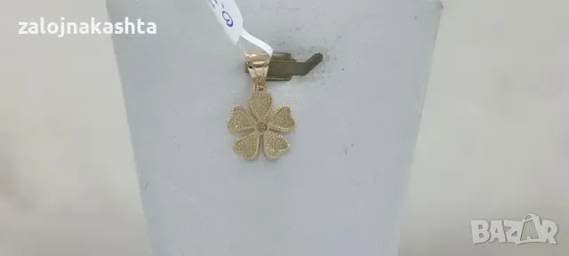 Нова Златна висулка детелина-0,76гр/14кр, снимка 3 - Колиета, медальони, синджири - 47881677