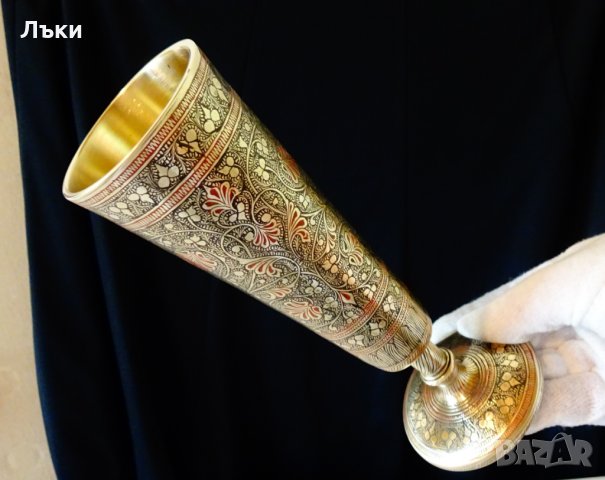 Царски бронзов бокал за вино,клетъчен емайл. 