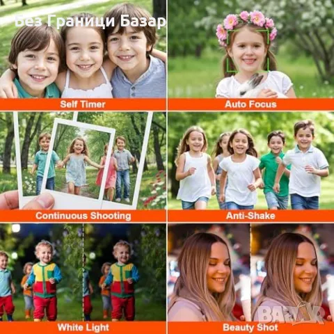 Нова Дигитална камера 64MP с 4K видео, зуум и аксесоари Фотоапарат деца, снимка 4 - Фотоапарати - 49134527