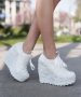 Обувки на платформа - бели - 710-11 , снимка 1 - Дамски елегантни обувки - 31156774