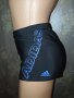 Adidas M, L- Оригинални плувки, бански в черно със сини надписи , снимка 1 - Спортни дрехи, екипи - 40763378