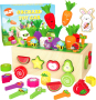 Монтесори Дървена образователна играчка кола овощна градина за малки деца, снимка 1 - Образователни игри - 44866304