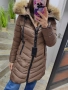 Дълго зимно яке с естествен косъм бежово, снимка 2
