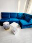 Кадифен диван в цвят петрол, снимка 2