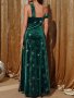 зелена дълга рокля от велур, снимка 5