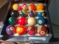 Комплект за билярд - каса с брояч и комплект стари топки, снимка 3