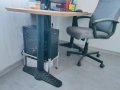 Бюра бамбук крака метал и офис столове сиви кафеви плат меш маса, снимка 2