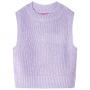 Детски пуловер елек, плетен, светлолилав, 92（SKU:14544