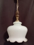 Красив полилей с голям бял стъклен абажур, снимка 2