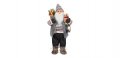Коледна реалистична фигура Дядо Коледа, Сиво палто и фенер, 60см , снимка 1 - Декорация за дома - 34755575