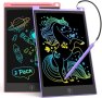 TECJOE Комплект 2 LCD детски цветни таблета за рисуване 8.5”,стикери/писалки/каишка,лилав/розов