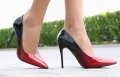 Обувки на ток - червено с черно - 892, снимка 1 - Дамски обувки на ток - 32636819