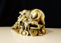 Бронзова статуетка Прасе с прасенца,злато,фън шуй 1.5 кг. , снимка 5