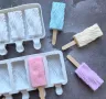 4 малки ескимо наклонен релеф дървесина Магнум сладолед Popsicle Попсикъл силиконова форма молд , снимка 1