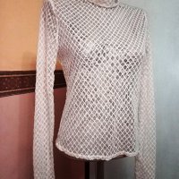 Красива Тюлена Блуза с лъскави камъчета. Код 2157, снимка 4 - Блузи с дълъг ръкав и пуловери - 44069432