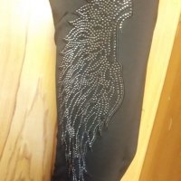 Черен панталон с декорация на едното бедро М , снимка 3 - Панталони - 26331485
