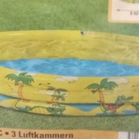 Голям басейн с 3 ринга и диаметър 157 см. и височина 25 см. Ярко жълт цвят с палми., снимка 3 - Басейни и аксесоари - 43553205