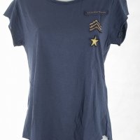 Тъмносиня памучна дамска блуза марка Chic by Tantra, снимка 1 - Корсети, бюстиета, топове - 29006062