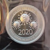 Сребърна монета, Silver round, COVID-19, 2020 година, 2 унции, проба 999, снимка 1 - Нумизматика и бонистика - 34991829
