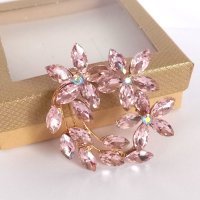 Цветни брошки с кристали в подаръчна кутийка, снимка 2 - Подаръци за жени - 43427476