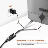 Chromecast и TV Stick Ethernet адаптер Micro USB към RJ45 LAN мрежов адаптер с USB 2.0 захранва, снимка 2 - Приемници и антени - 34877800