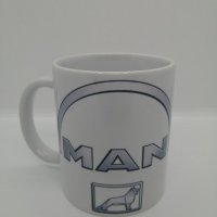 Бяла порцеланова чаша с логото на камиони МАН / MAN, снимка 3 - Чаши - 32607395