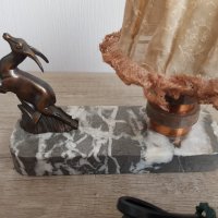 Стара малка нощна лампа мрамор и бронз, снимка 5 - Антикварни и старинни предмети - 33261848