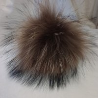 Прошарен Помпон Естествен косъм за шапка, снимка 3 - Шапки - 44132872