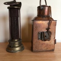 Антична месингова лампа Дейви, Англия , снимка 4 - Антикварни и старинни предмети - 43488259