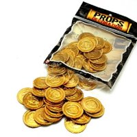 20 бр фалшиви изкуствени златни монети Bitcoin Биткойн пирати пластмасови пиратско парти , снимка 4 - Други - 24481626