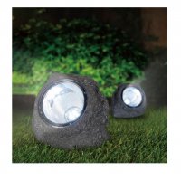 Градинска лампа със солар, фенер, декорация- прожектор, камък, 11см, снимка 1 - Соларни лампи - 39776912