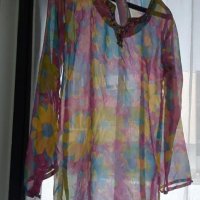 Две ефирни копринени блузи и рокля асиметрична. Цената е за 1 бр. 20 лв. Размер S, снимка 1 - Блузи с дълъг ръкав и пуловери - 44032159