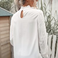 Дамска елегантна блуза с дълъг ръкав в бяло, снимка 6 - Блузи с дълъг ръкав и пуловери - 40526299