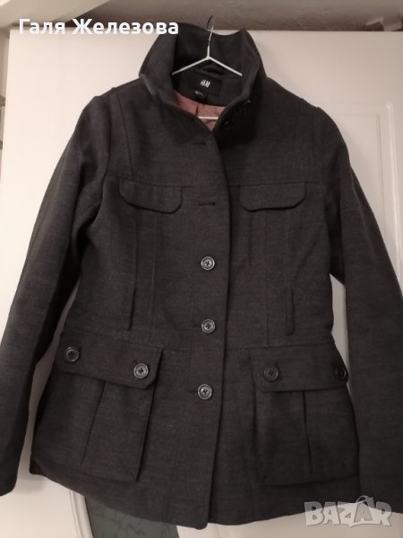 Късо палто в сиво за зимата , снимка 1