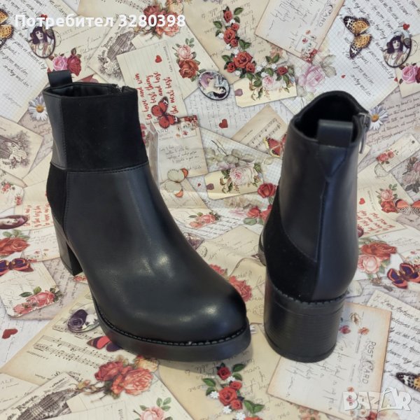 Елегантни дамски боти в черен цвят на ток модел: 741004 black, снимка 1