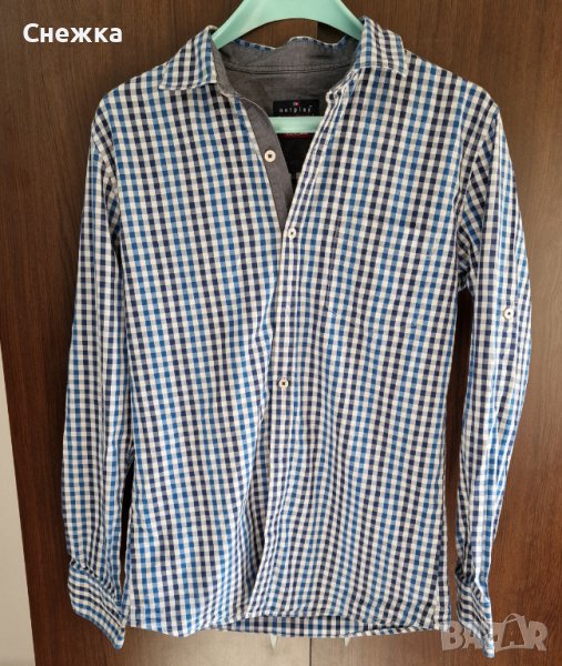 Мъжка риза бяло и синьо, снимка 1