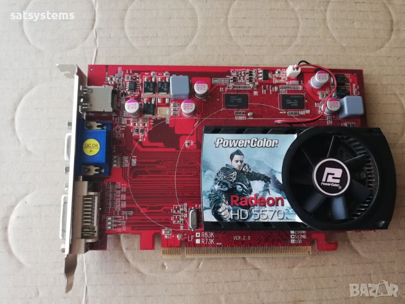 Видео карта AMD Radeon PowerColor HD AX5570 HDMI 512MB GDDR3 128bit PCI-E, снимка 1