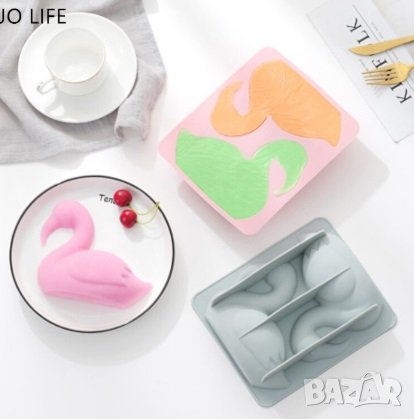 3d 2 Грамадни фламинго Пеликан дълбок силиконов молд форма фондан шоколад гипс , снимка 1