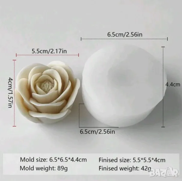 Молд роза 6.5 см (4), снимка 1
