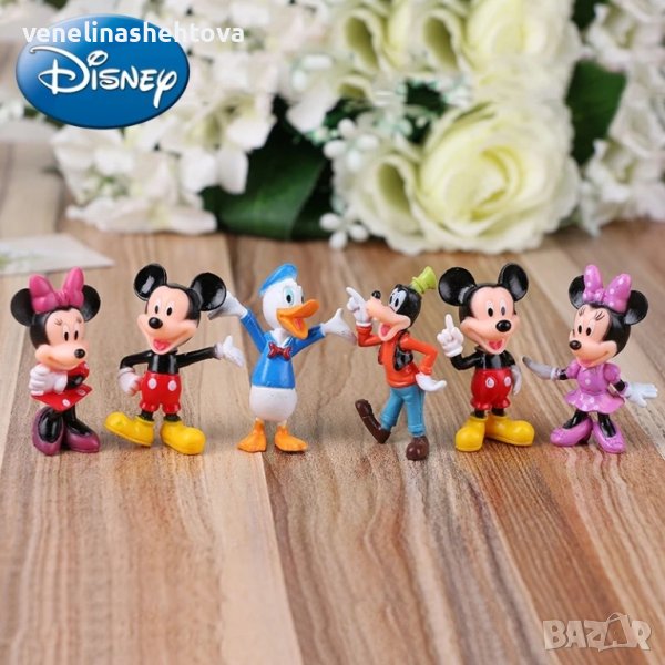 6 броя сет Мини Маус Мики Маус малки фигурки за торта, снимка 1