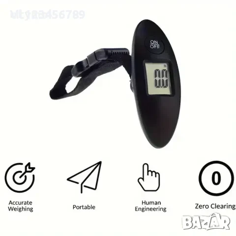 Ръчен кантар/везна за багаж с LCD дисплей, до 50 кг​, черен, снимка 1