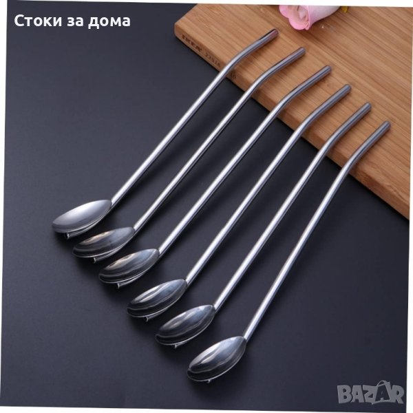 комплект метални лъжички със сламки, снимка 1