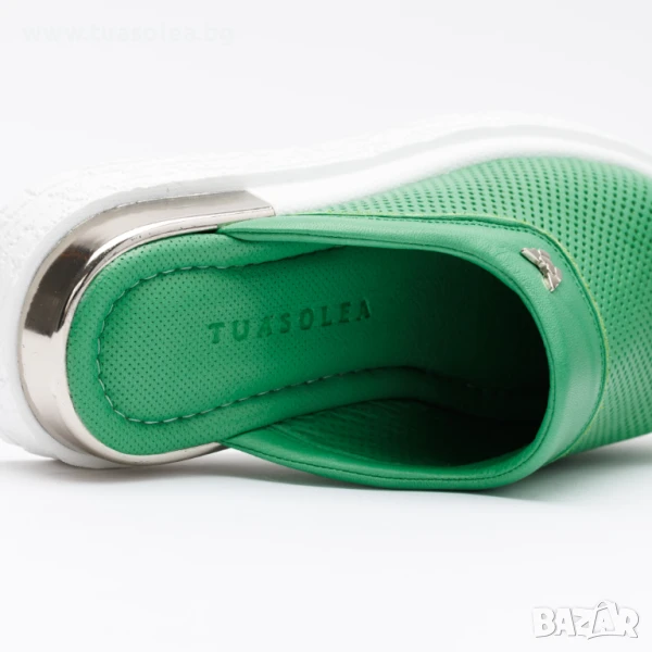 Зелени анатомични чехли от естествена кожа | Марка Tuasolea, снимка 1