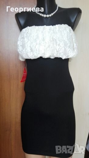 Черна рокля с красива дантела ПРОМОЦИЯ 👗🍀XS,S (34 - 36) 🍀👗 код 005, снимка 1