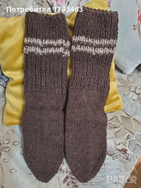 Ръчно  плетени  мъжки  чорапи  от  вълна  размер  43, снимка 1