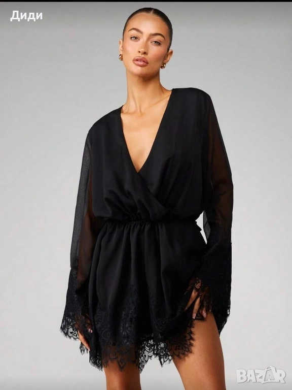 Черна рокля с дантела, снимка 1