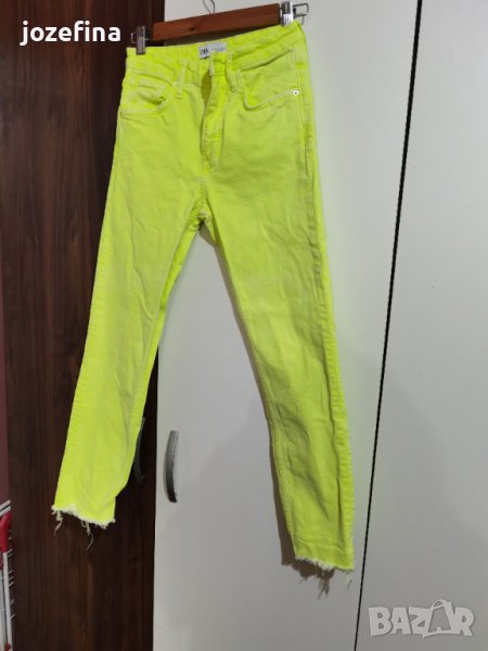 Дънки във флуорисцентен цвят жълто , снимка 1