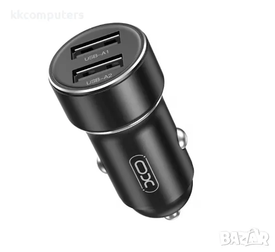 12V Зарядно за автомобил XO-CC55 30W/ 2xUSB QC 3.0 / Черен / Баркод : 456454, снимка 1