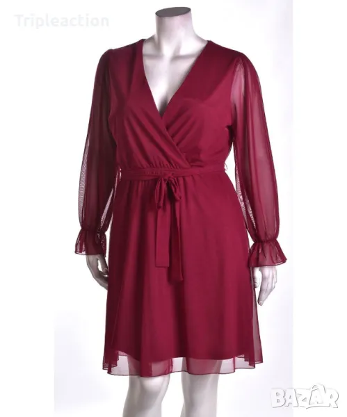 BodyFlirt XXL рокля с прехлупване и ръкави от тюл, червена, снимка 1