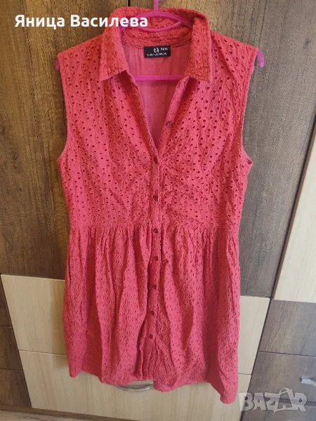 Лятна рокля с бродирана шарка до коляното, снимка 1